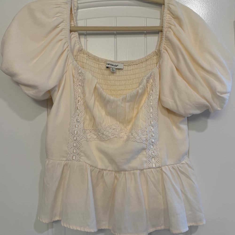 Cream Puff Sleeve Women's Top